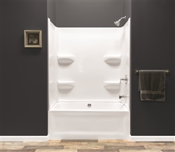 54 x 27 Right Hand Drain Bathtub w/3 Piece Surround White